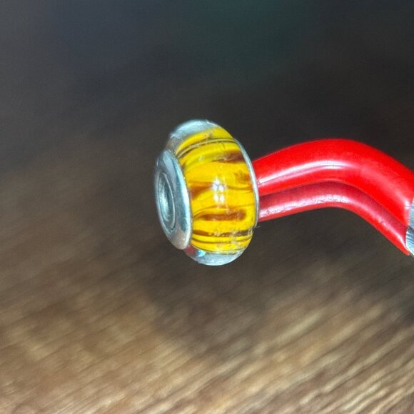 Pandora Brown/Yellow Striped Murano Charm - Picture 3 of 4